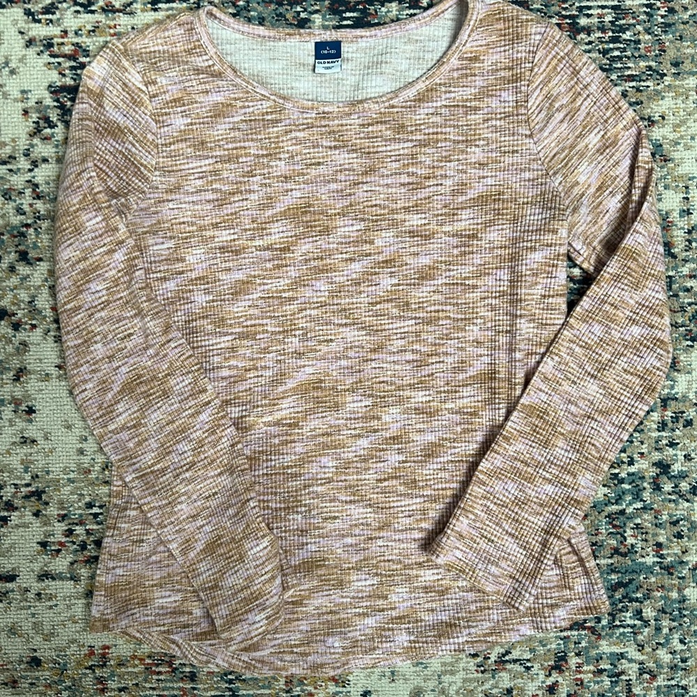 Girl Old Navy Pink and Tan Long Sleeve Top